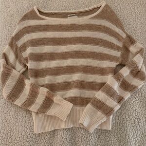 Abercrombie & Fitch Brown and Cream Striped Sweater